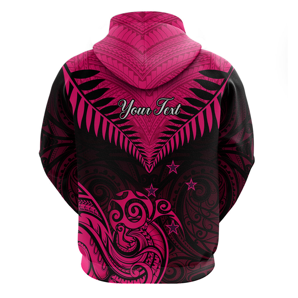 Personalised Aotearoa Hoodie Maori Kiwi Pink Fern LT01