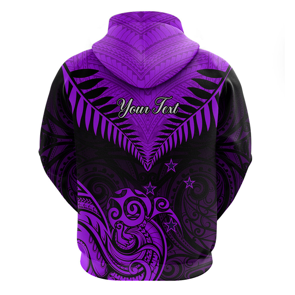 Personalised Aotearoa Hoodie Maori Kiwi Purple Fern LT01