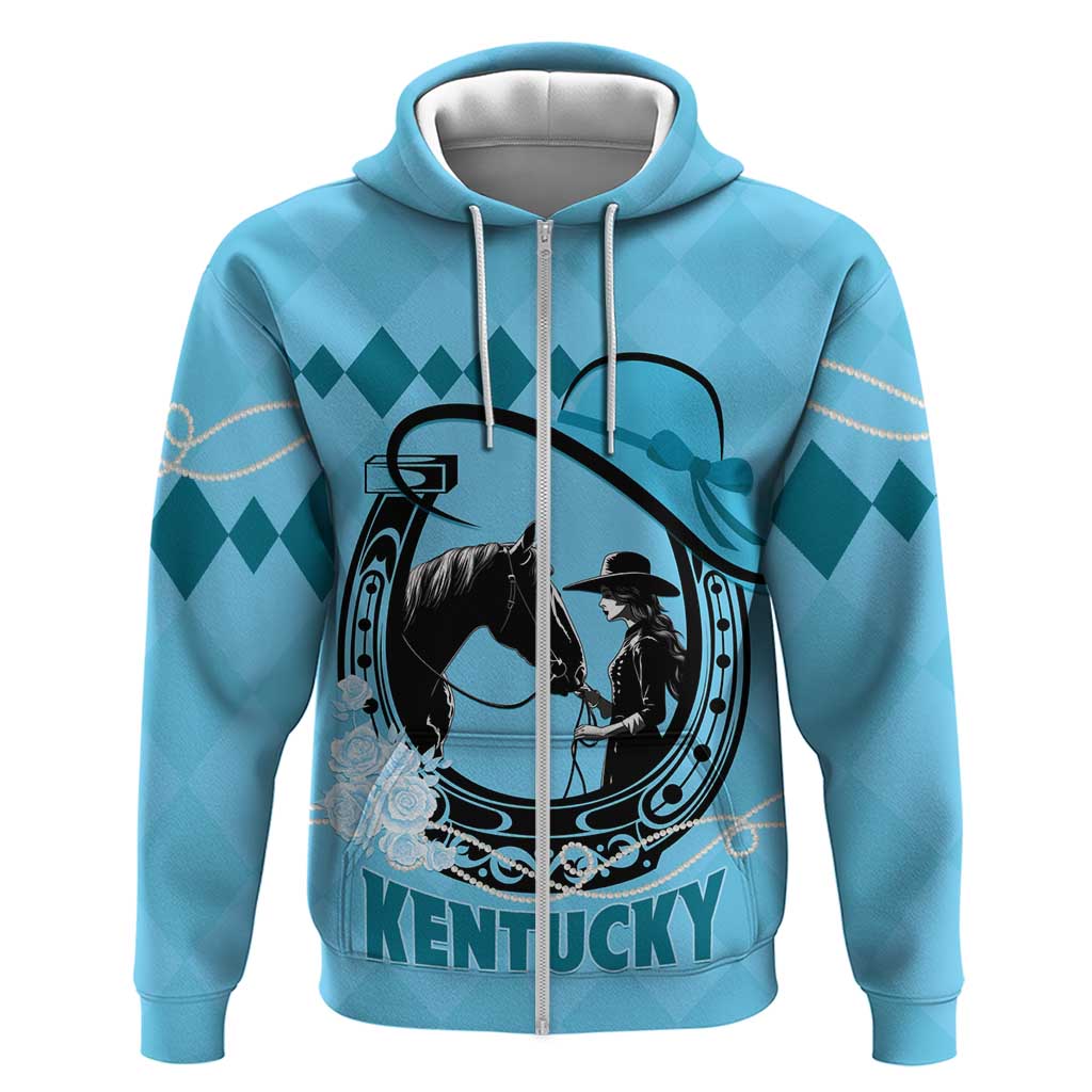 Personalized Kentucky Horse Racing Hoodie Beauty and The Horse Blue Version LT01