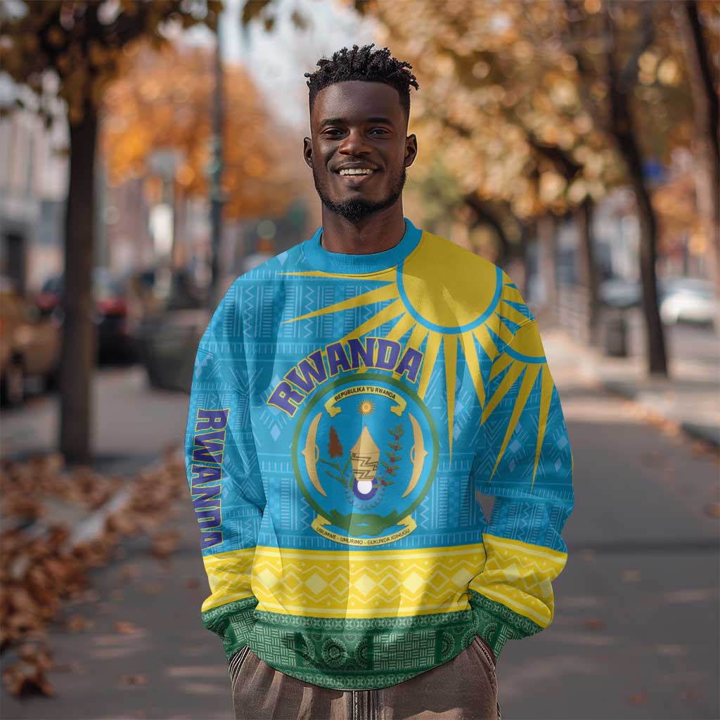 Personalized Rwanda Sweatshirt Coat of Arms With African Pattern LT01