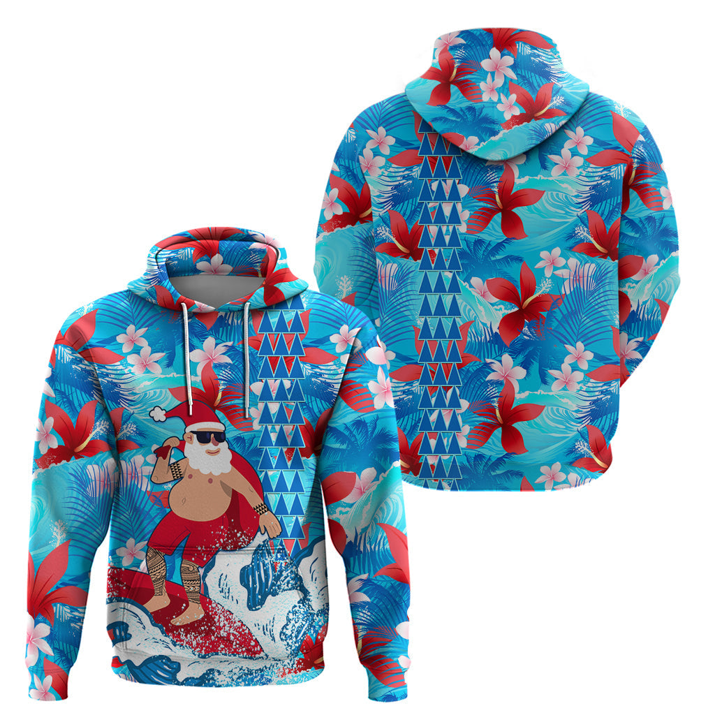 Hawaii Christmas Hoodie Santa Claus Surfing Kakau Tropical Style LT01