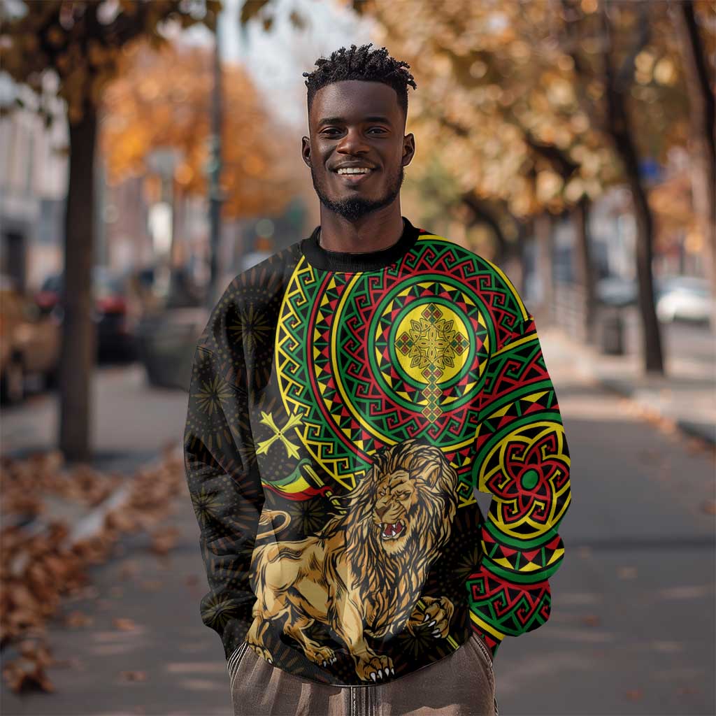 Ethiopia National Day Sweatshirt Lion Of Judah African Pattern LT01