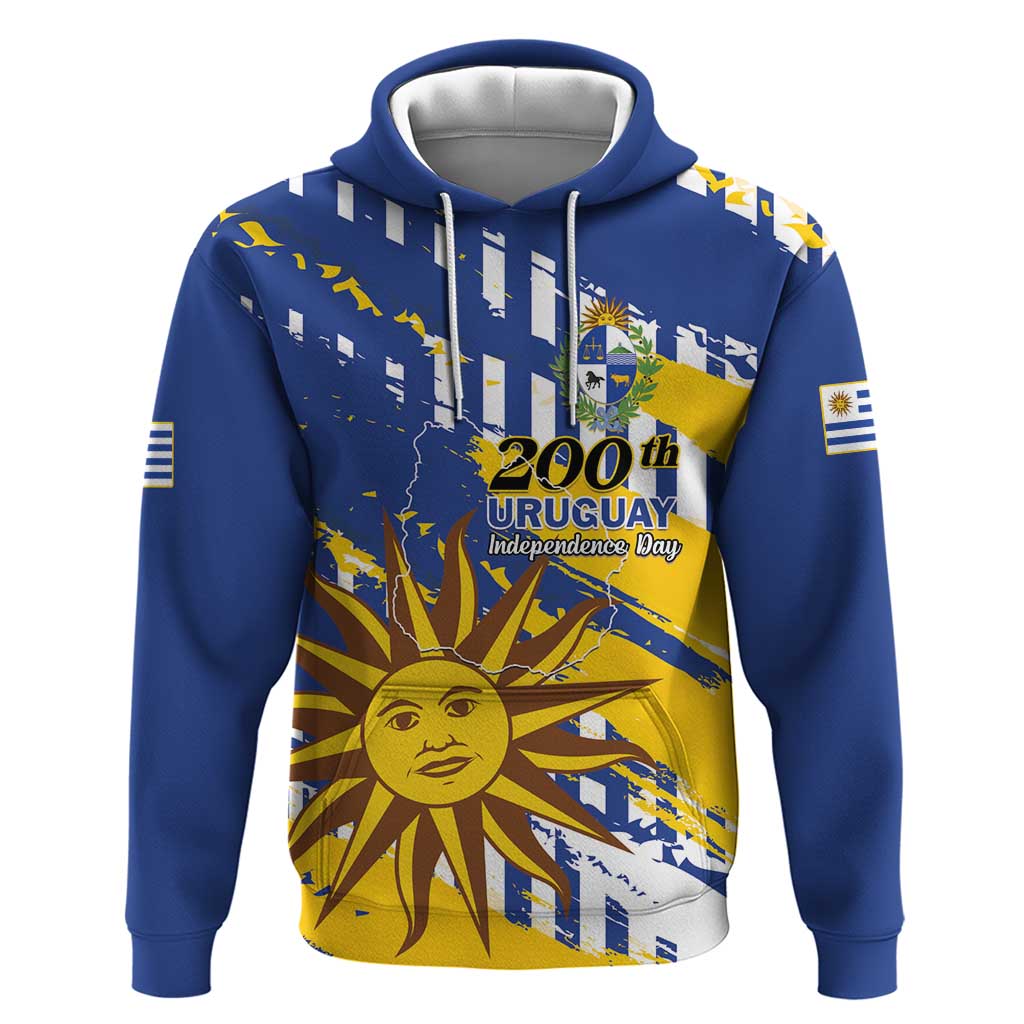 Personalized Uruguay 200th Independence Day Hoodie Sol de Mayo Grunge Stylized LT01