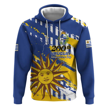 Personalized Uruguay 200th Independence Day Hoodie Sol de Mayo Grunge Stylized LT01