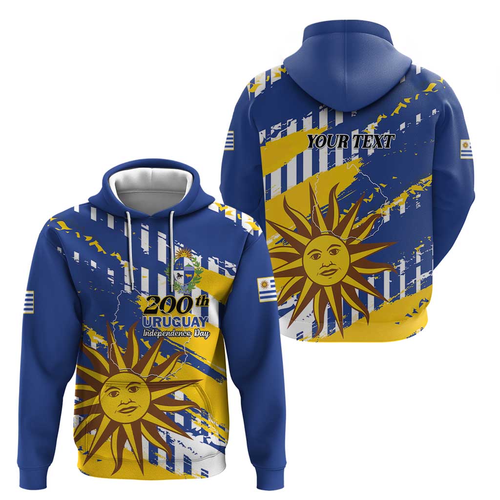 Personalized Uruguay 200th Independence Day Hoodie Sol de Mayo Grunge Stylized LT01