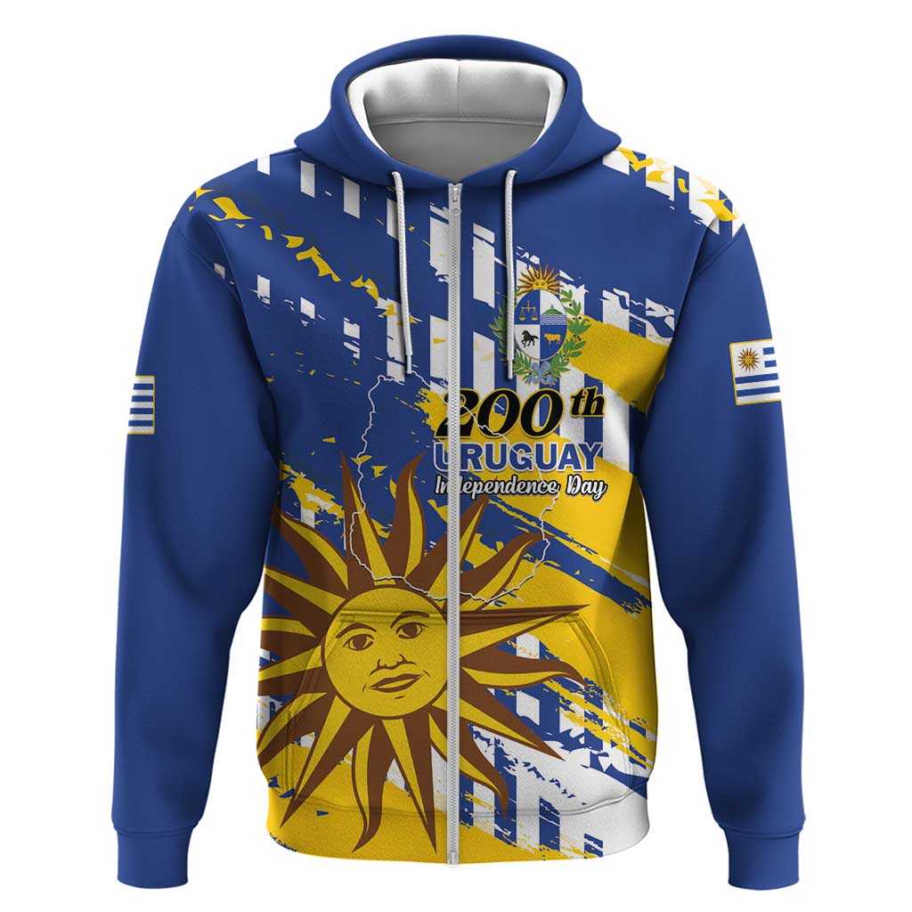 Personalized Uruguay 200th Independence Day Hoodie Sol de Mayo Grunge Stylized LT01