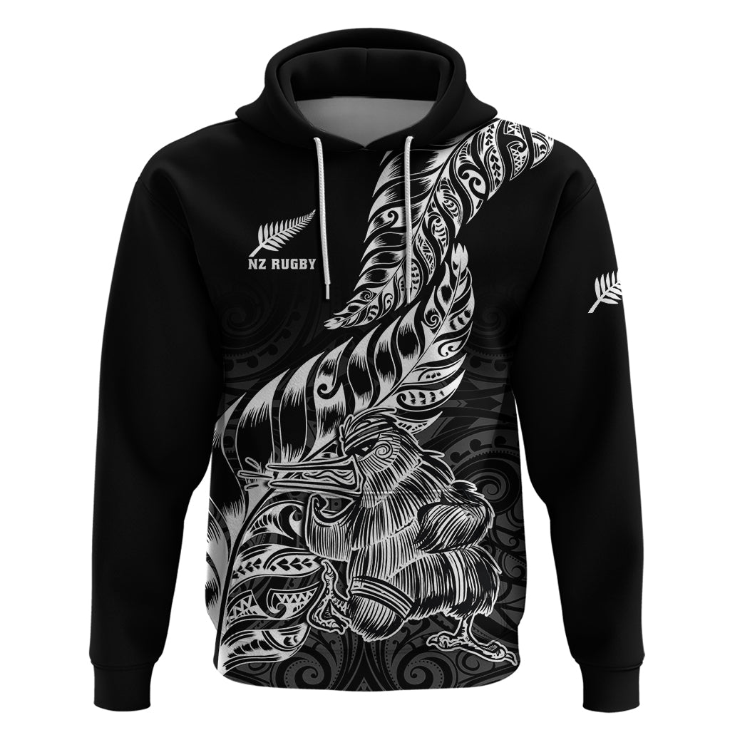 New Zealand Silver Fern Rugby Hoodie Aotearoa Kiwi Maori Black Version LT01