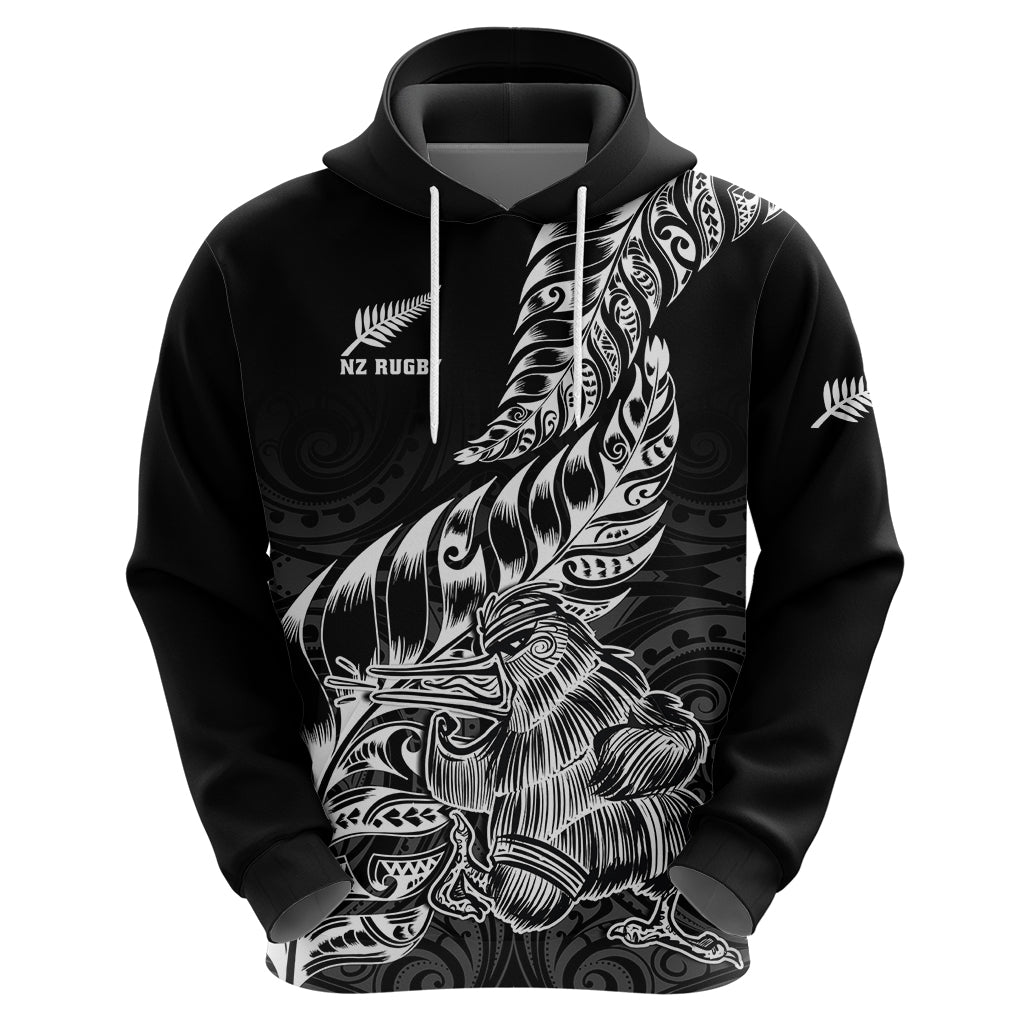 New Zealand Silver Fern Rugby Hoodie Aotearoa Kiwi Maori Black Version LT01