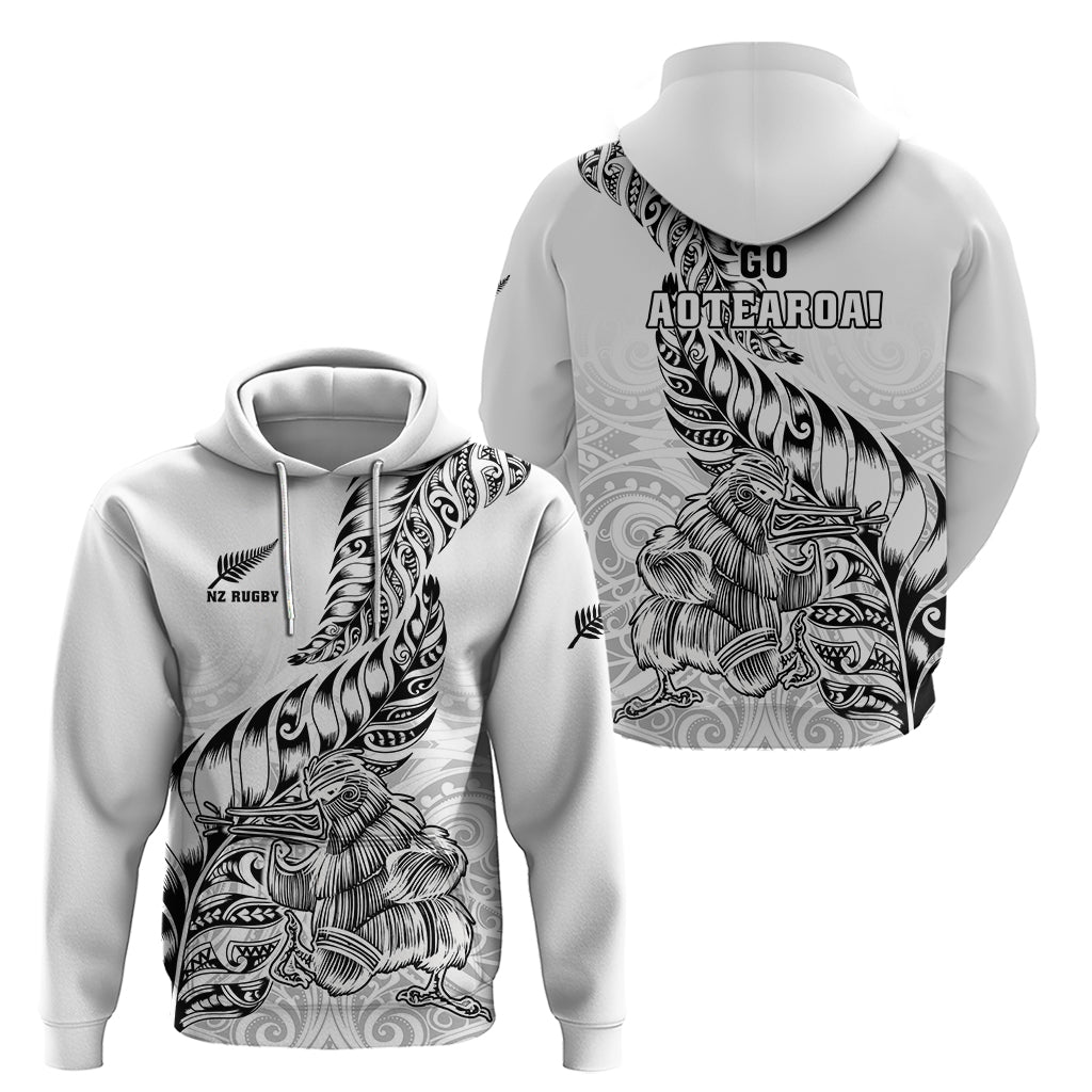 New Zealand Silver Fern Rugby Hoodie Aotearoa Kiwi Maori White Version LT01