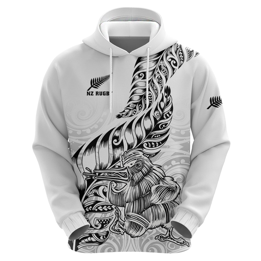 New Zealand Silver Fern Rugby Hoodie Aotearoa Kiwi Maori White Version LT01