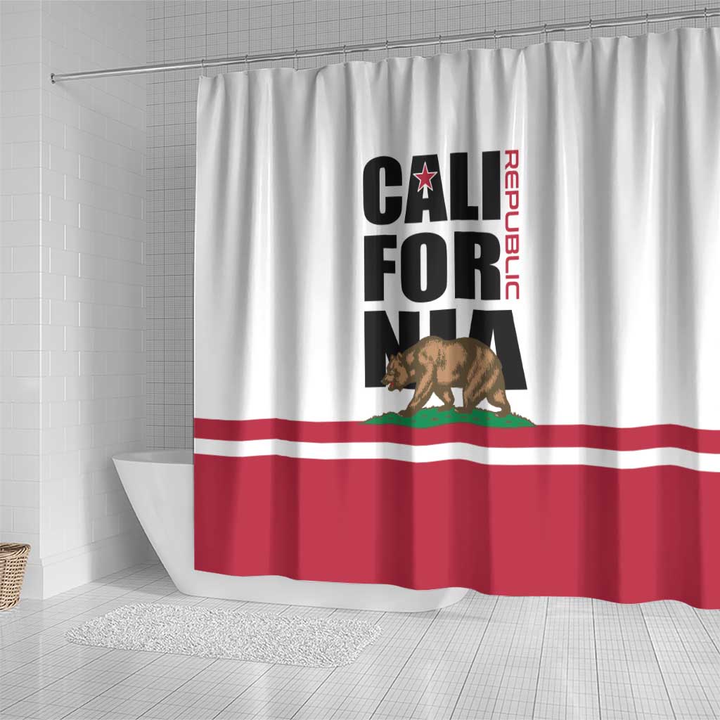 California Republic Shower Curtain Red Star The Bear Flag LT01