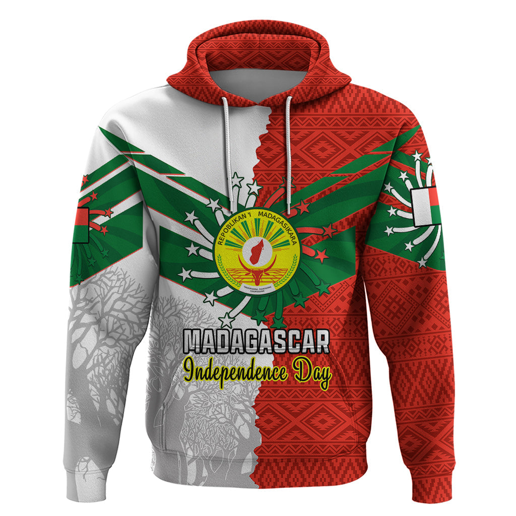 Personalised 26 June Madagascar Independence Day Hoodie Baobab Mix African Pattern LT01