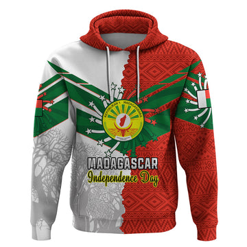 Personalised 26 June Madagascar Independence Day Hoodie Baobab Mix African Pattern LT01