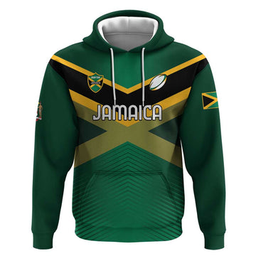 Custom Rugby Jamaica Hoodie Reggae Warriors Go Champions LT01