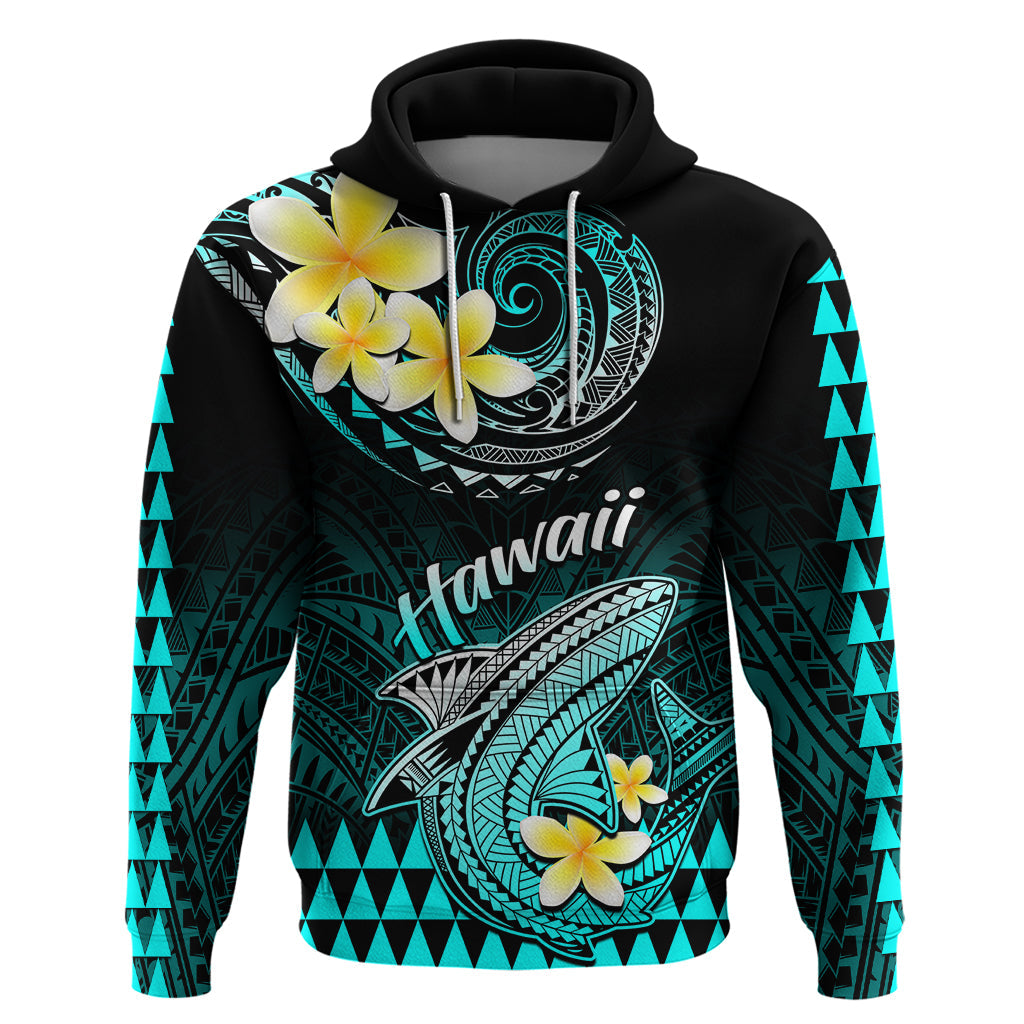 Hawaii Hoodie Polynesian Shark with Kakau Turquoise Version LT01