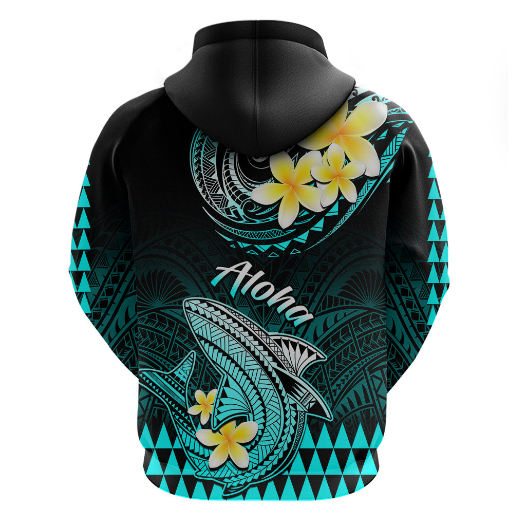 Hawaii Hoodie Polynesian Shark with Kakau Turquoise Version LT01