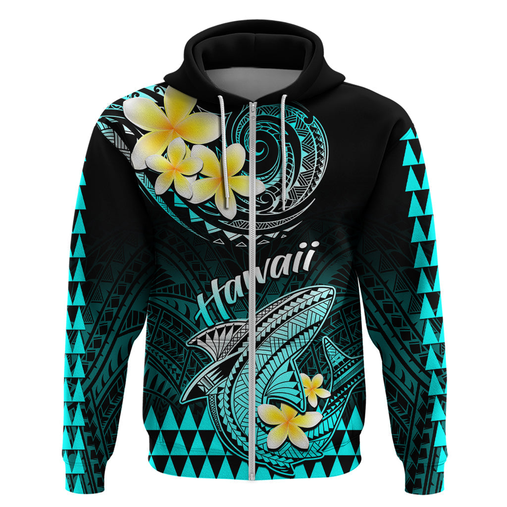 Hawaii Hoodie Polynesian Shark with Kakau Turquoise Version LT01