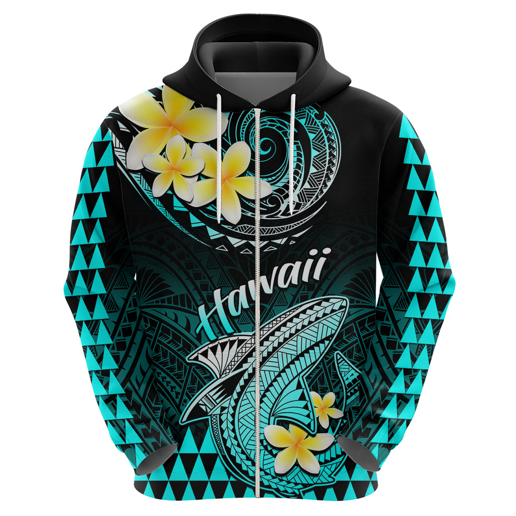 Hawaii Hoodie Polynesian Shark with Kakau Turquoise Version LT01