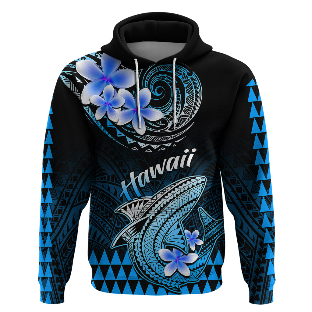 Hawaii Hoodie Polynesian Shark with Kakau Blue Version LT01