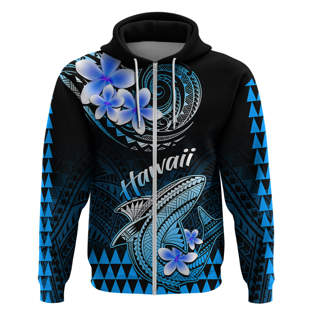 Hawaii Hoodie Polynesian Shark with Kakau Blue Version LT01