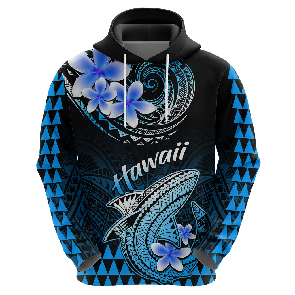 Hawaii Hoodie Polynesian Shark with Kakau Blue Version LT01