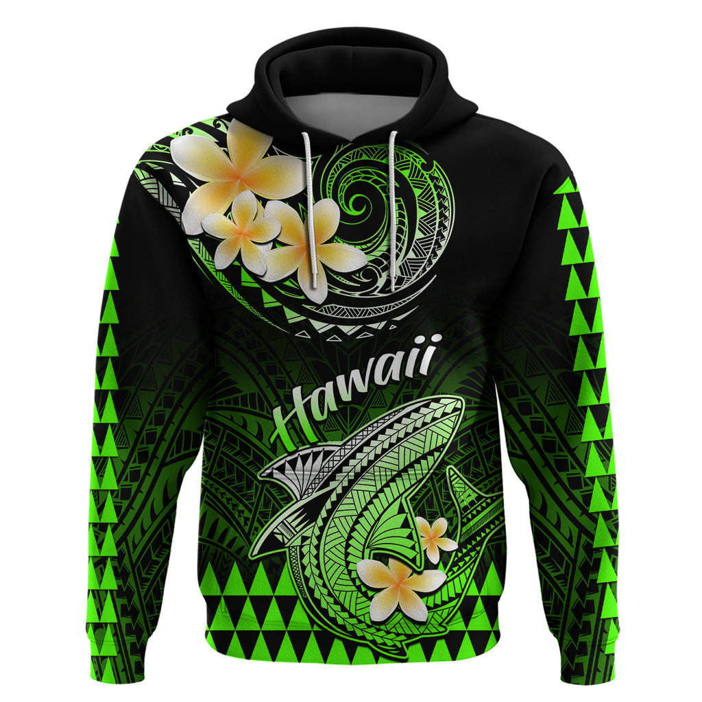 Hawaii Hoodie Polynesian Shark with Kakau Green Version LT01