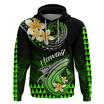 Hawaii Hoodie Polynesian Shark with Kakau Green Version LT01