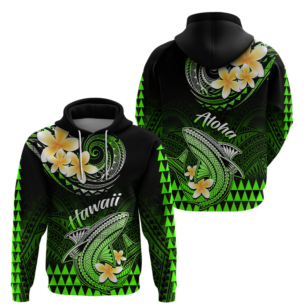 Hawaii Hoodie Polynesian Shark with Kakau Green Version LT01