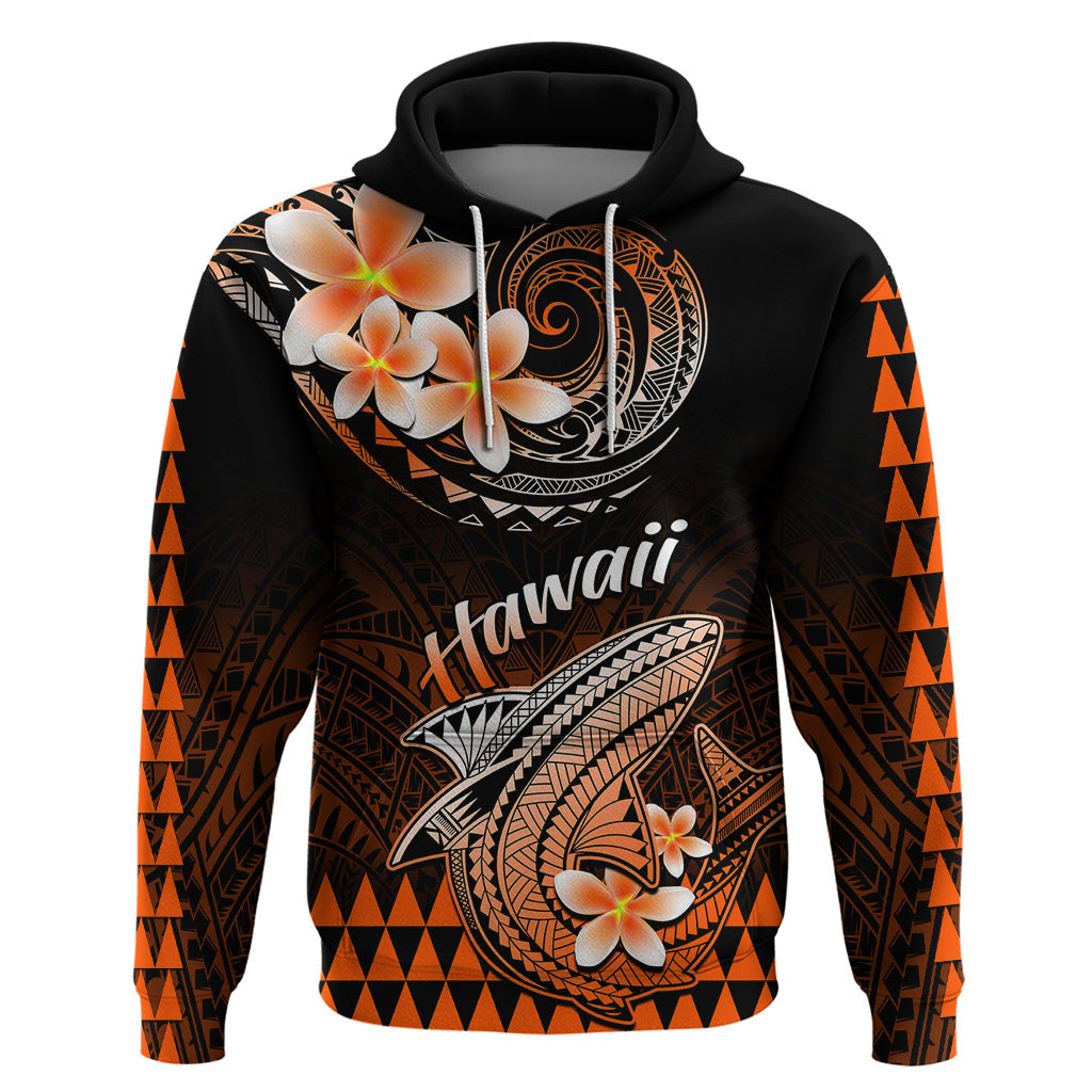 Hawaii Hoodie Polynesian Shark with Kakau Orange Version LT01