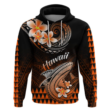 Hawaii Hoodie Polynesian Shark with Kakau Orange Version LT01