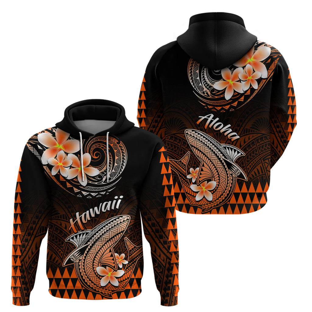 Hawaii Hoodie Polynesian Shark with Kakau Orange Version LT01