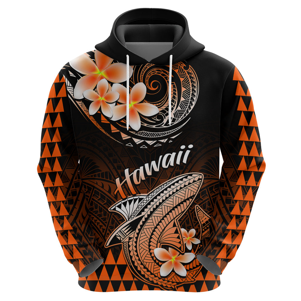 Hawaii Hoodie Polynesian Shark with Kakau Orange Version LT01