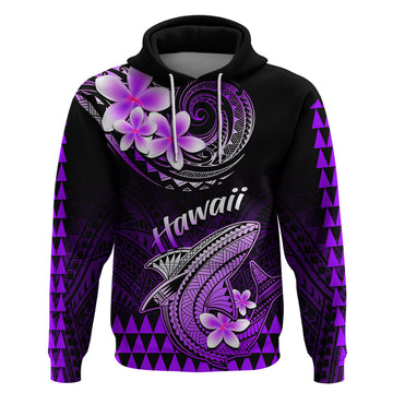 Hawaii Hoodie Polynesian Shark with Kakau Purple Version LT01