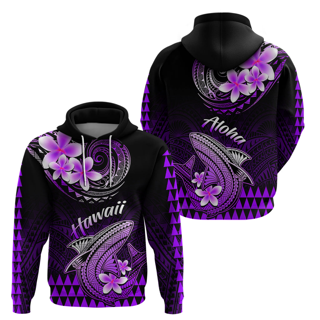 Hawaii Hoodie Polynesian Shark with Kakau Purple Version LT01