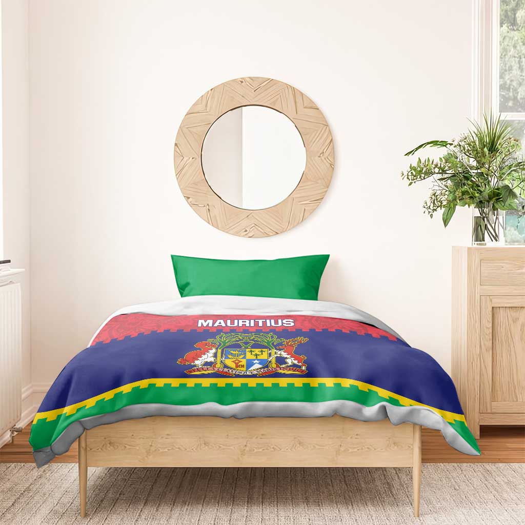 Mauritius Independence Day Bedding Set with Stella Clavisque Maris Indici and Floral Pattern LT01