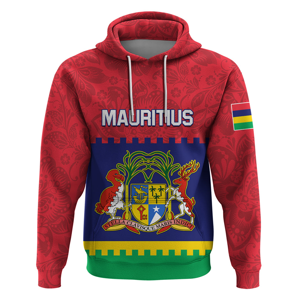Mauritius Independence Day Hoodie Stella Clavisque Maris Indici Foral Pattern LT01