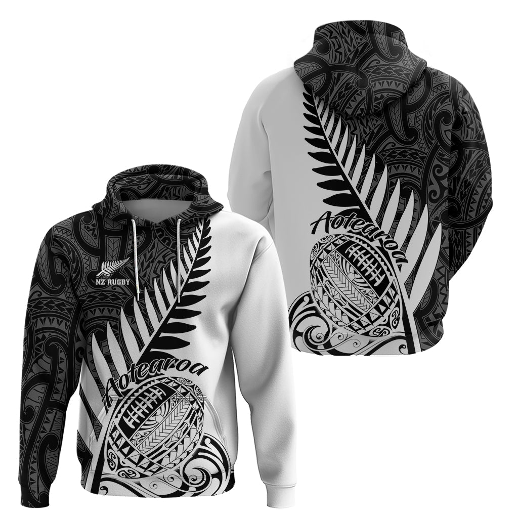 New Zealand Silver Fern Rugby Hoodie Aotearoa Maori White Version LT01
