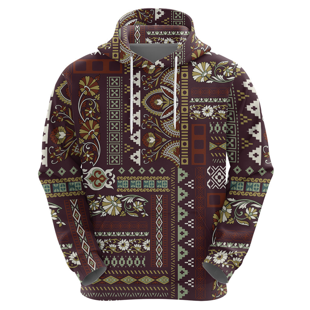 Persian Patchwork Pattern Hoodie Unique Brown LT01