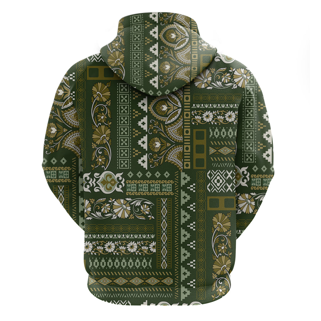 Persian Patchwork Pattern Hoodie Unique Green LT01