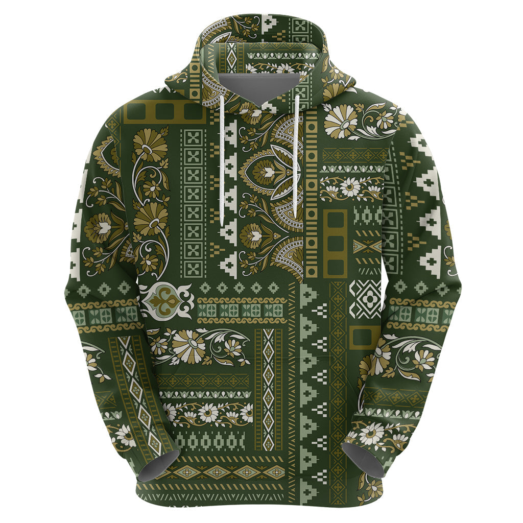 Persian Patchwork Pattern Hoodie Unique Green LT01