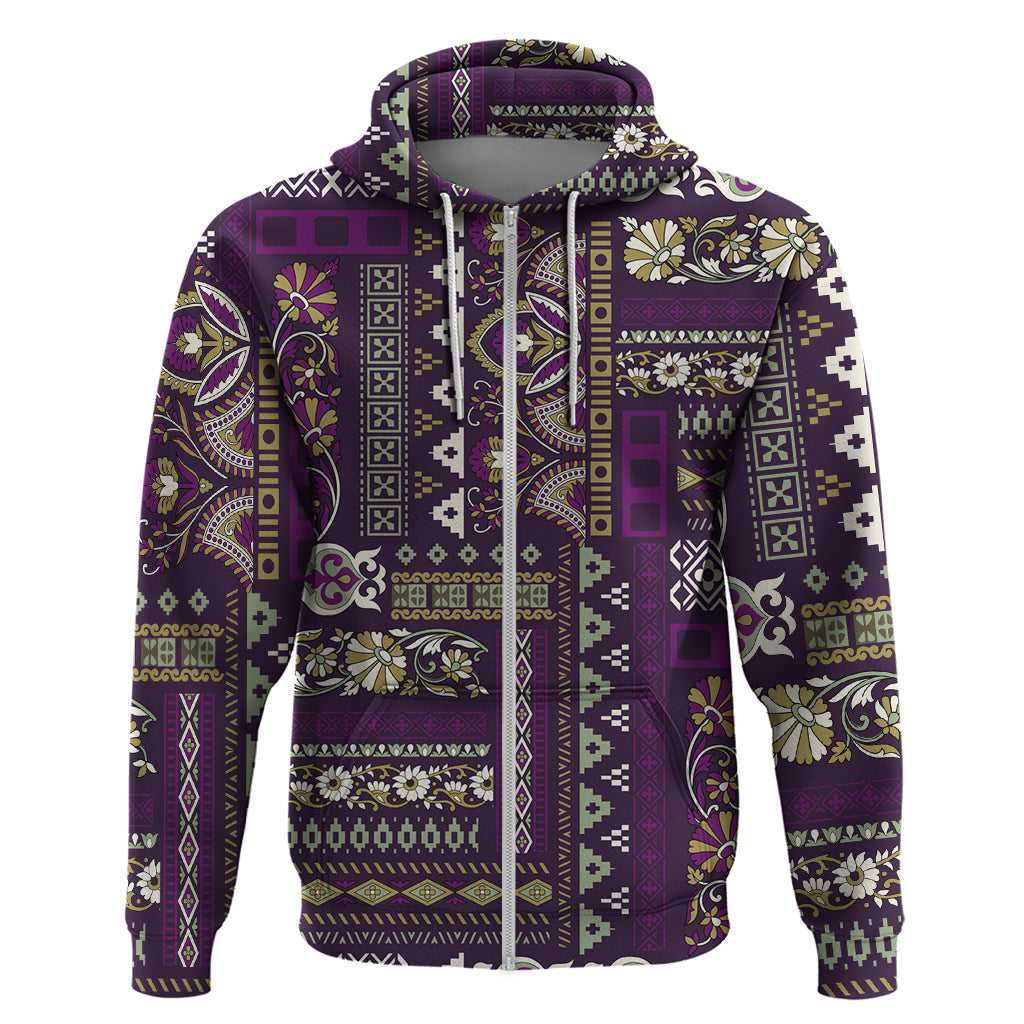 Persian Patchwork Pattern Hoodie Unique Purple LT01