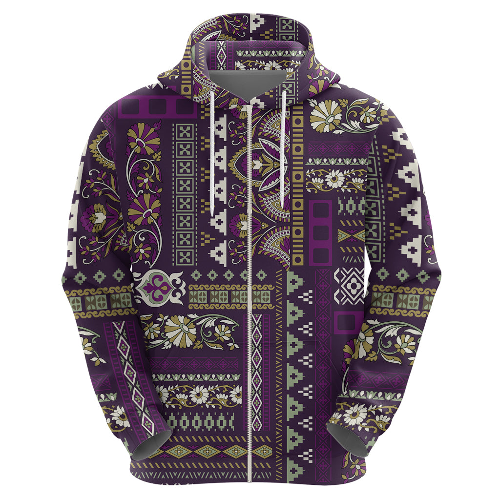 Persian Patchwork Pattern Hoodie Unique Purple LT01