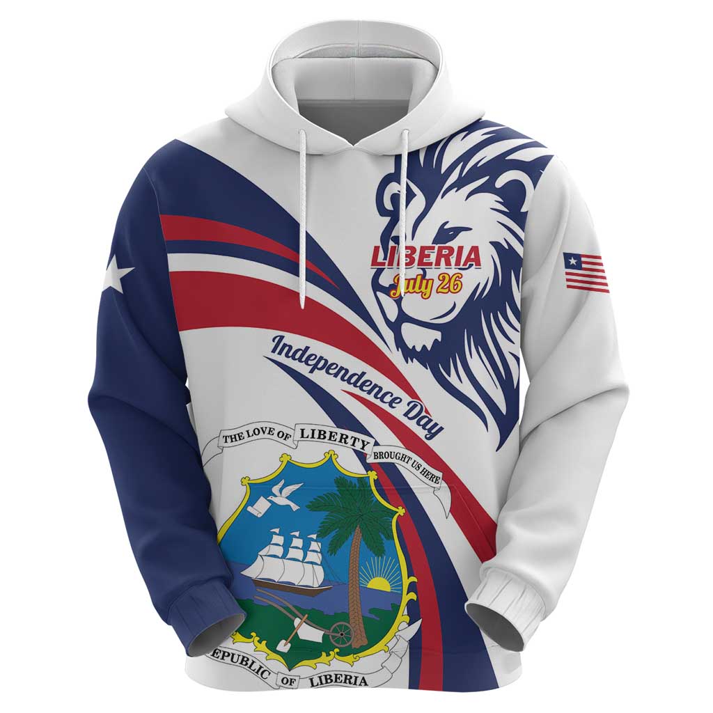 Liberia Independence Day Hoodie July 26 Lion Coat of Arms LT01