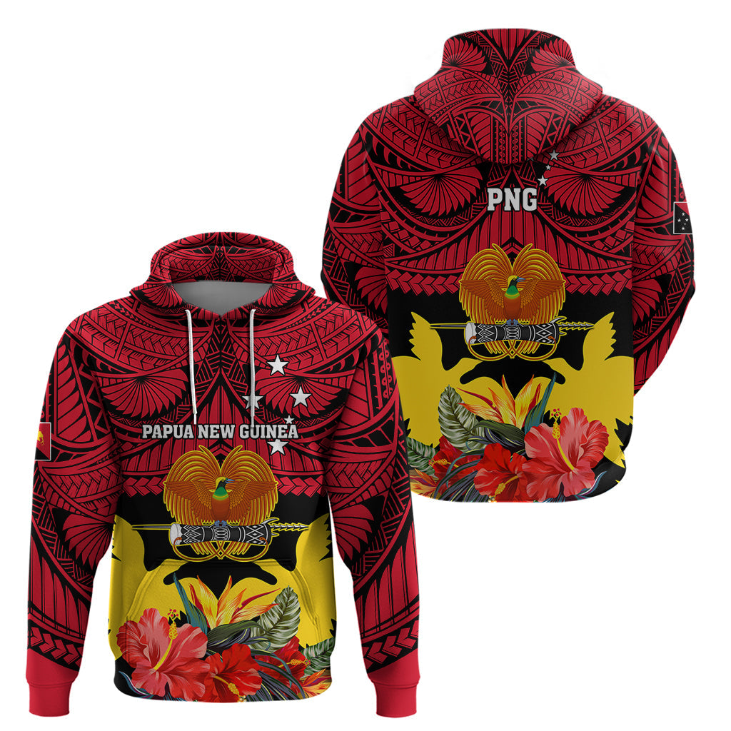Papua New Guinea Hoodie Bird Of Paradise Mix Polynesian Pattern LT01