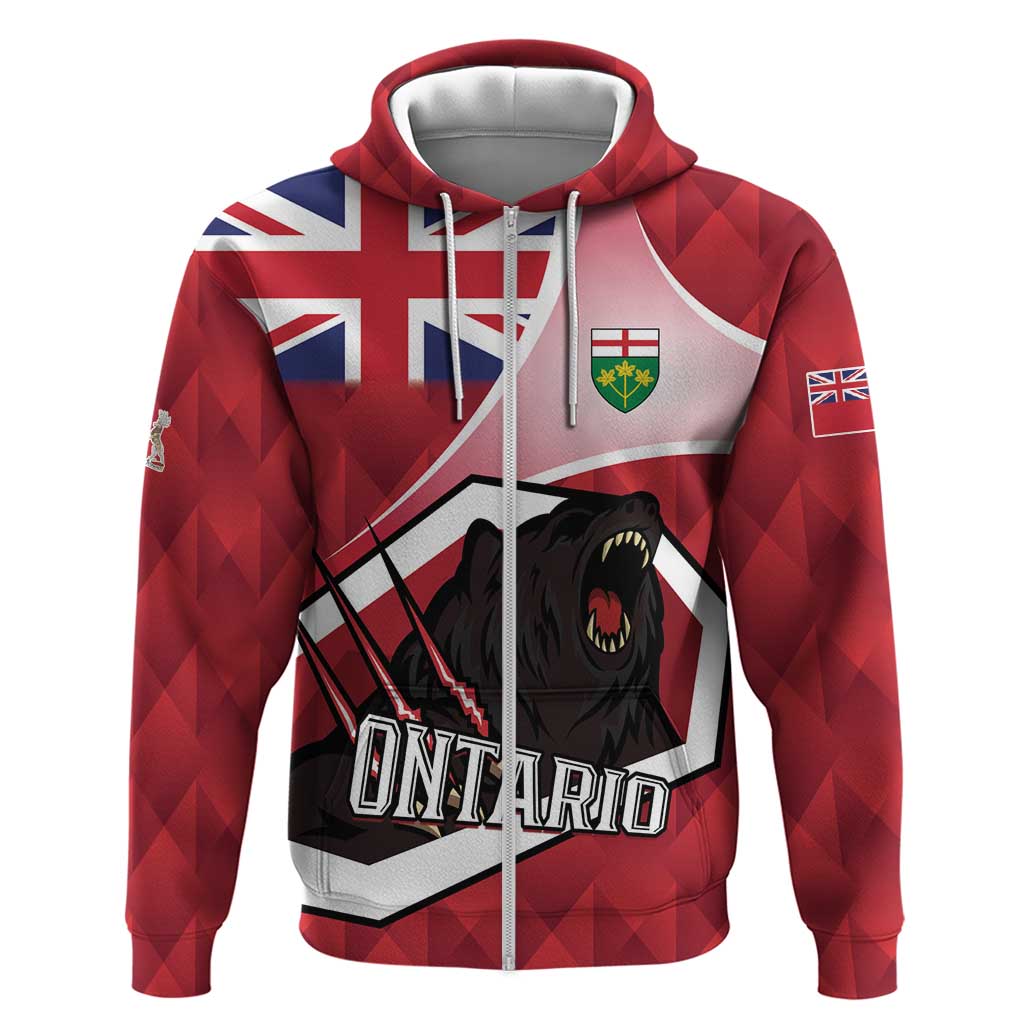 Personalized Canada Ontario Province Hoodie Black Bear Flag Stylized LT01