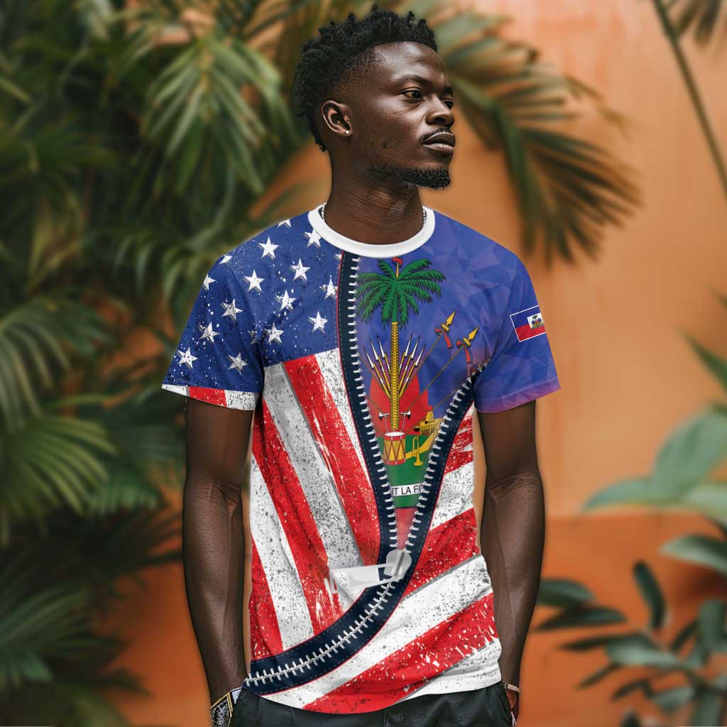 Haitian Americans Zipper Stylized T shirt Haiti Heritage Month 2025 LT01