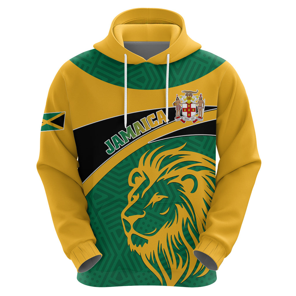 Personalised Jamaica Hoodie Jumieka Lion Mix African Pattern LT01