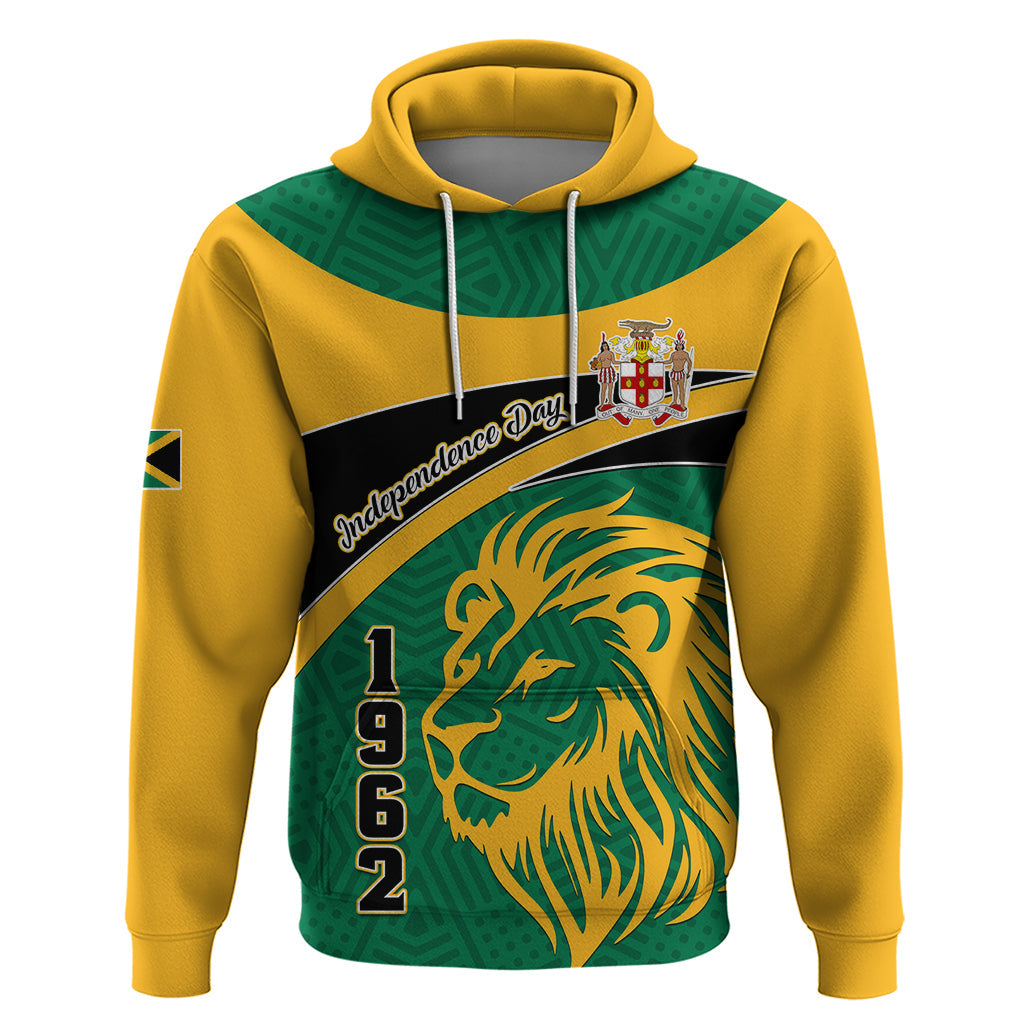 Personalised Jamaica Independence Day Hoodie Jumieka Lion Mix African Pattern LT01
