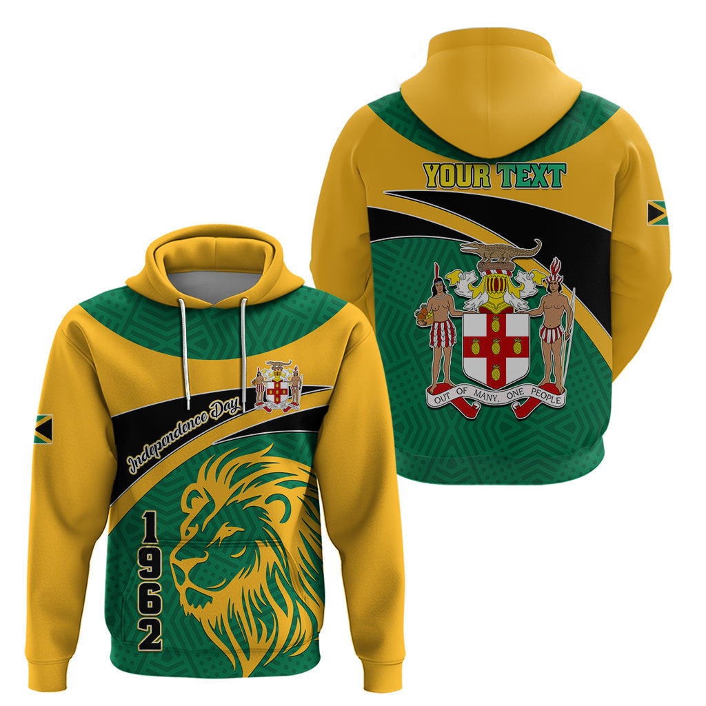 Personalised Jamaica Independence Day Hoodie Jumieka Lion Mix African Pattern LT01