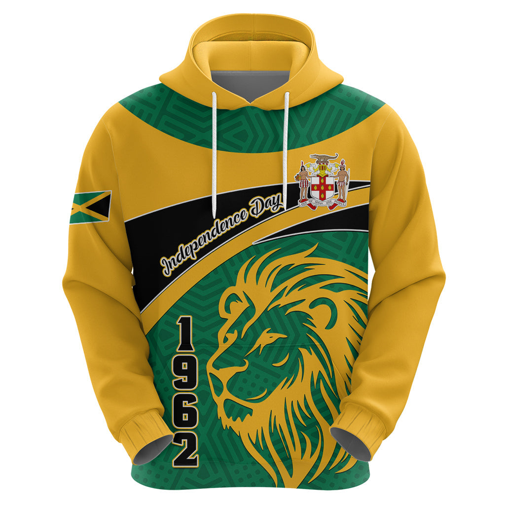 Personalised Jamaica Independence Day Hoodie Jumieka Lion Mix African Pattern LT01